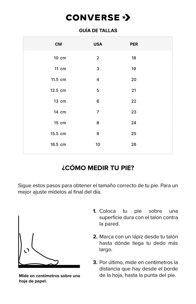 zapatos tallas converse peru